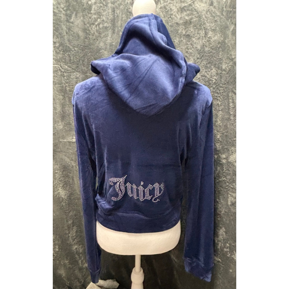 NWT Juicy Couture OG Bling Atlantis Navy Velour Jacket & Pants Tracksuit Size L - Picture 2 of 11